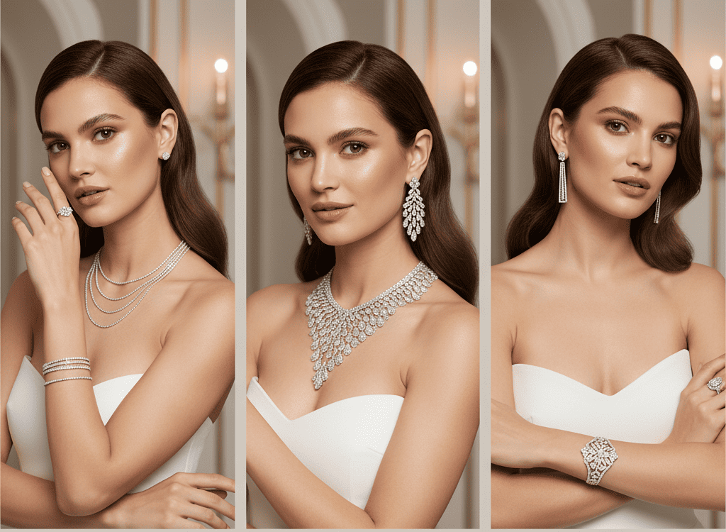 AI-generated jewelry model images for marketing